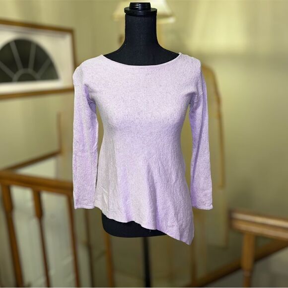 Eileen Fisher Lilac Boat Neck Wool Asymmetrical Long Sleeve Sweater Size XXS - Picture 1 of 6
